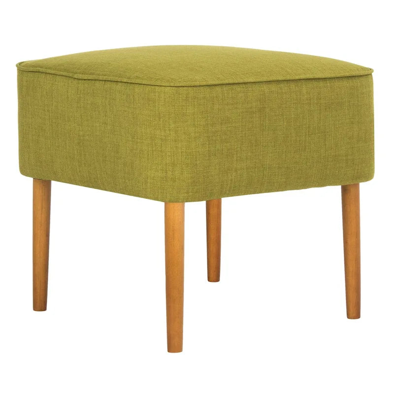 Pouf mi-siècle en mélange lin vert