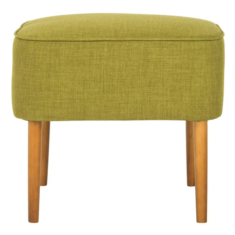 Pouf mi-siècle en mélange lin vert