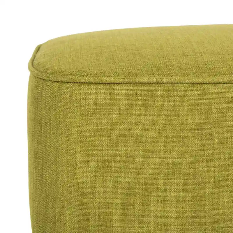 Pouf mi-siècle en mélange lin vert