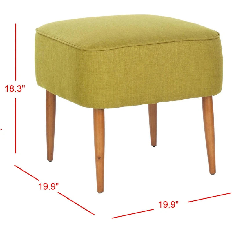 Pouf mi-siècle en mélange lin vert