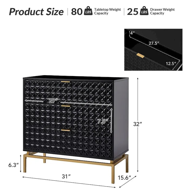 Meuble de rangement Mid-Century 31" avec piètement en métal