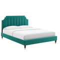 Lit plate-forme Queen en velours performant