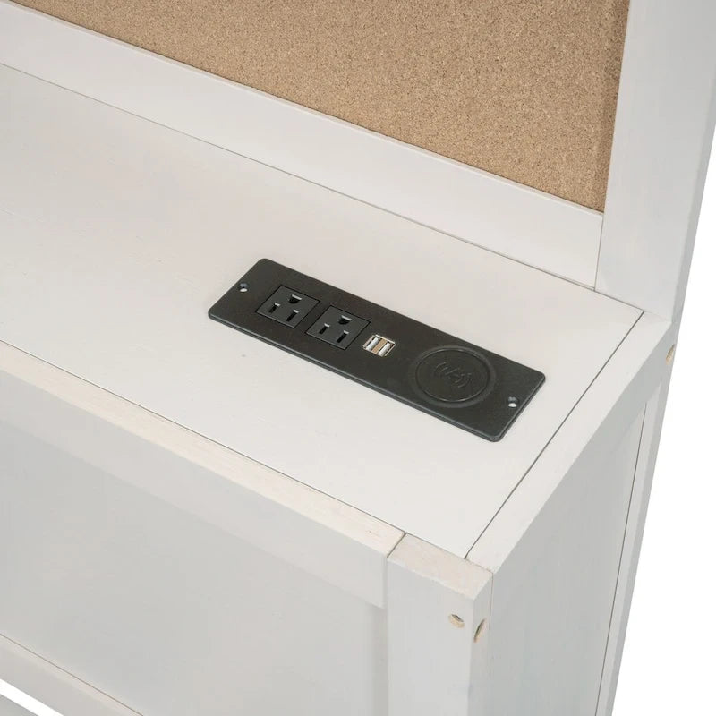 Lit de repos en bois de taille double avec 3 tiroirs et ports USB
