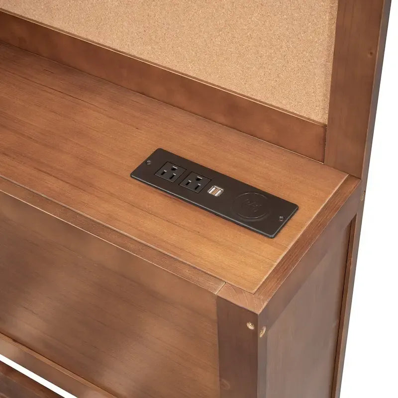 Lit de repos en bois de taille double avec 3 tiroirs et ports USB