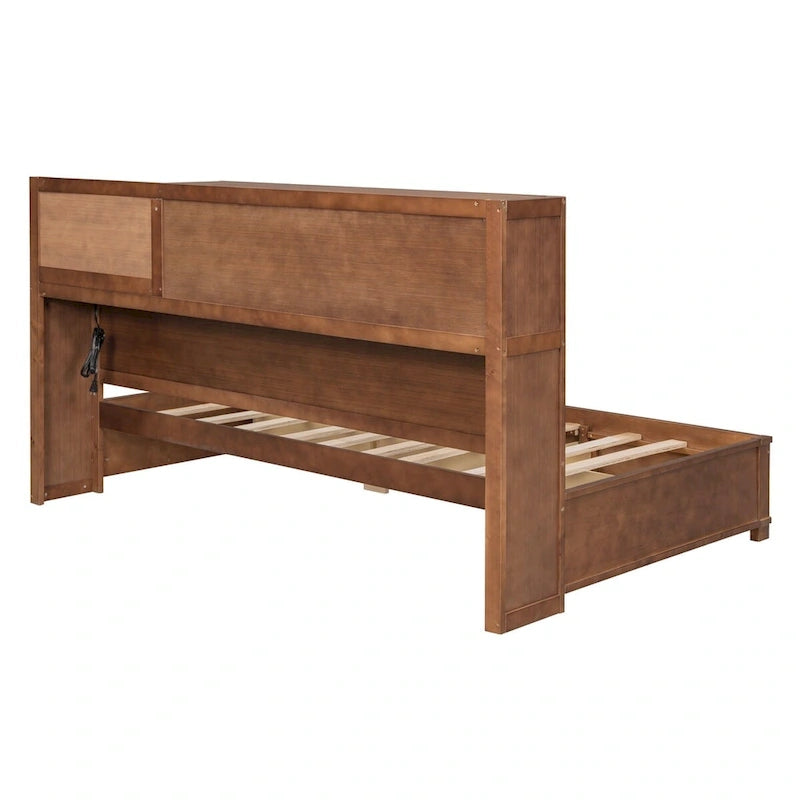 Lit de repos en bois de taille double avec 3 tiroirs et ports USB