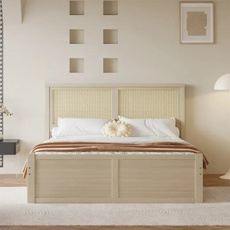 Lit plateforme en bois pleine grandeur avec rangement