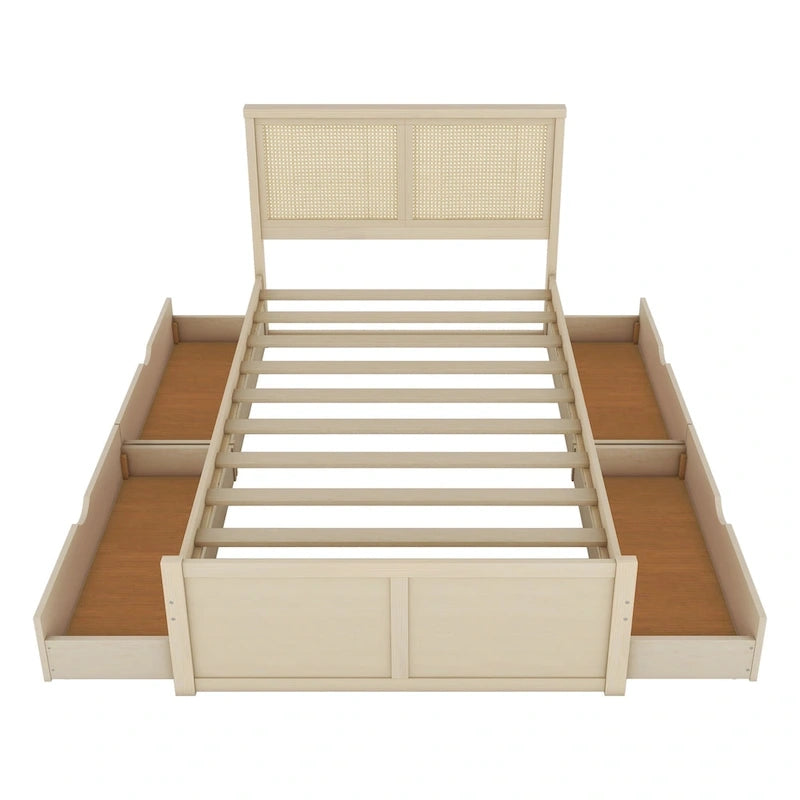Lit plateforme en bois pleine grandeur avec rangement