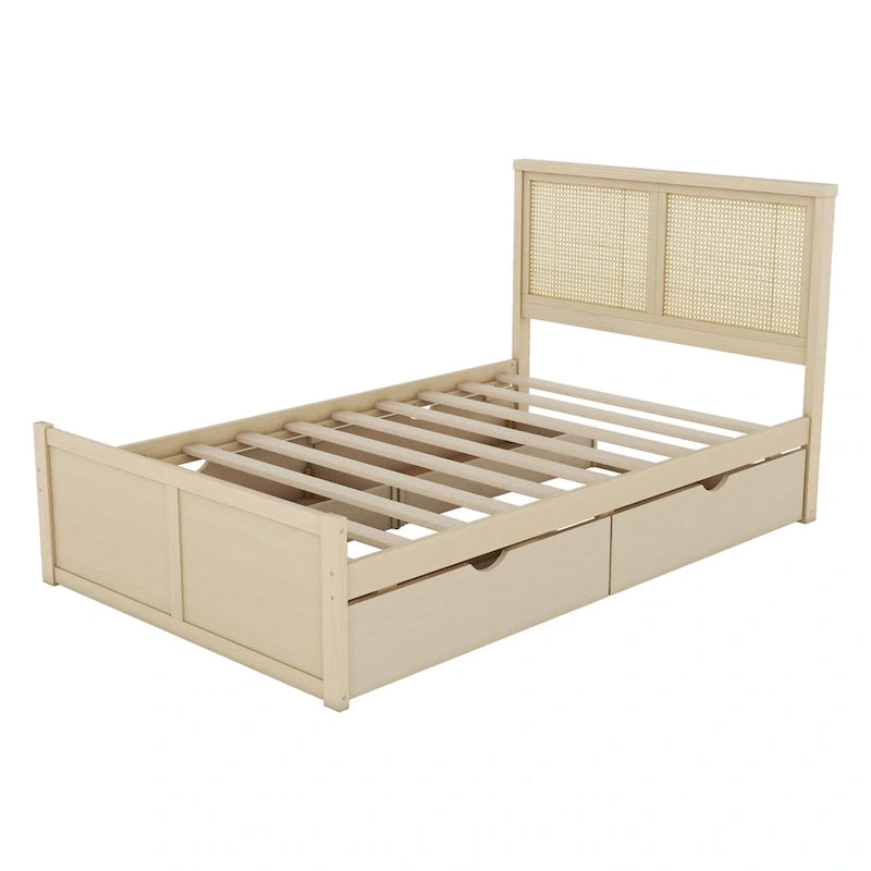 Lit plateforme en bois pleine grandeur avec rangement