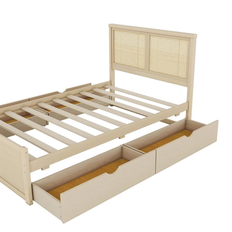 Lit plateforme en bois pleine grandeur avec rangement