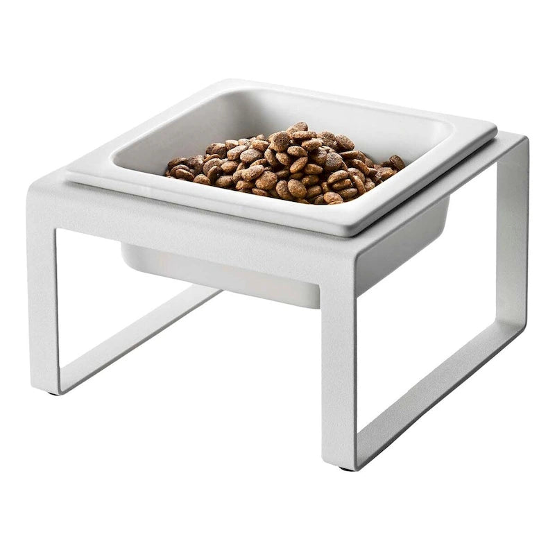 Gamelle individuelle pour animaux de compagnie - Deux styles, acier et céramique, haute, 1,25 L - 15,5 x 15 x 10 cm