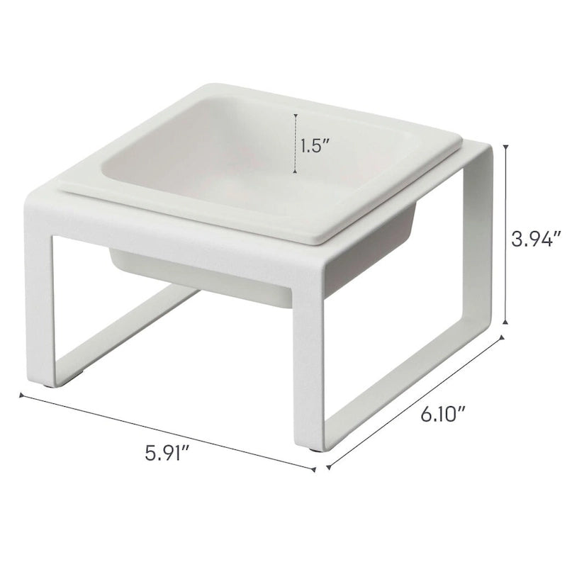 Gamelle individuelle pour animaux de compagnie - Deux styles, acier et céramique, haute, 1,25 L - 15,5 x 15 x 10 cm