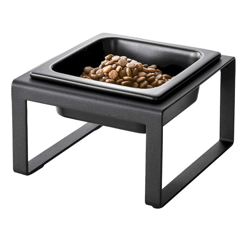 Gamelle individuelle pour animaux de compagnie - Deux styles, acier et céramique, haute, 1,25 L - 15,5 x 15 x 10 cm
