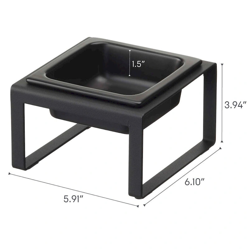 Gamelle individuelle pour animaux de compagnie - Deux styles, acier et céramique, haute, 1,25 L - 15,5 x 15 x 10 cm