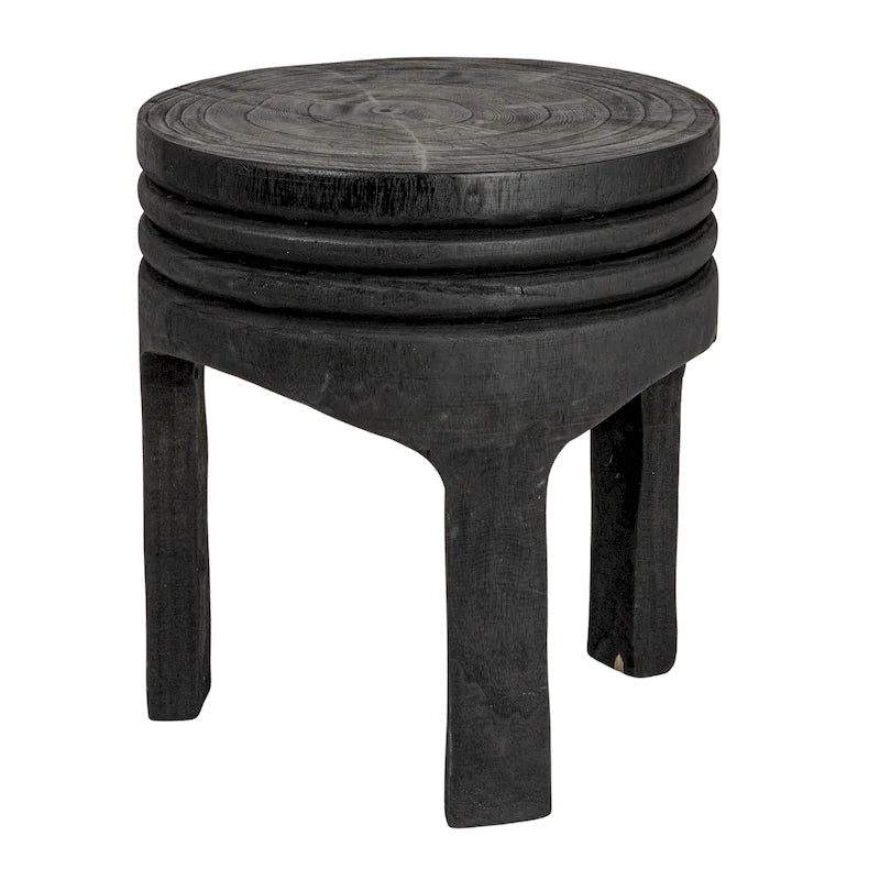 Tabouret sculpté en bois de paulownia