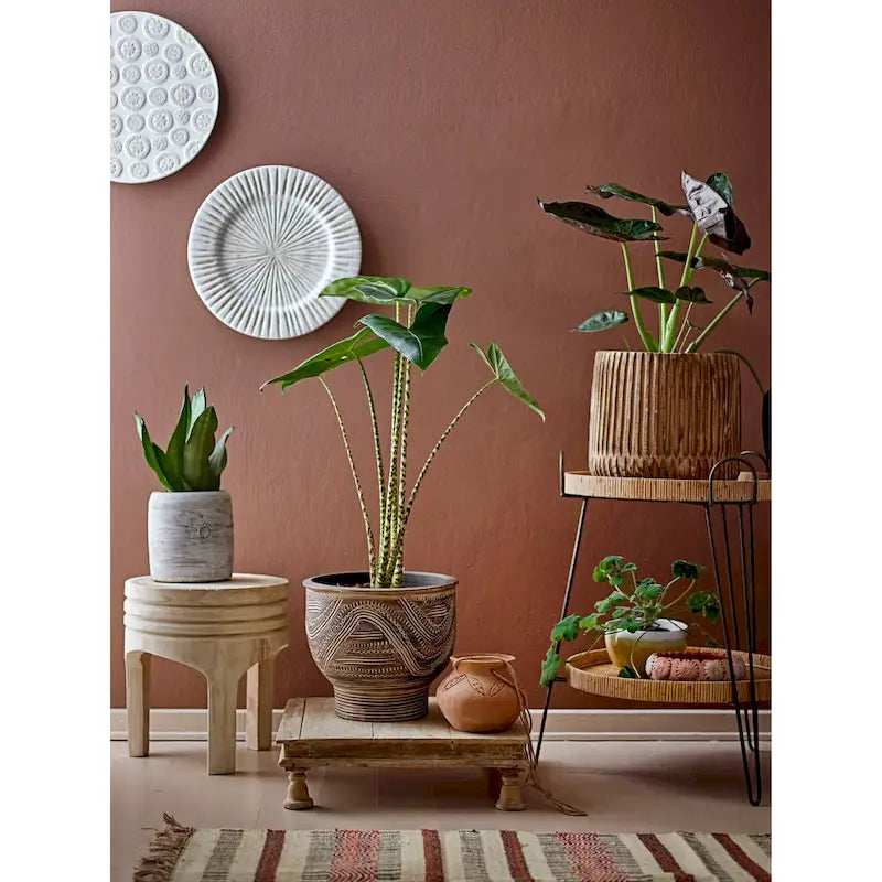 Tabouret sculpté en bois de paulownia