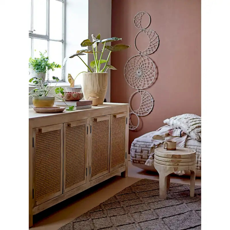 Tabouret sculpté en bois de paulownia