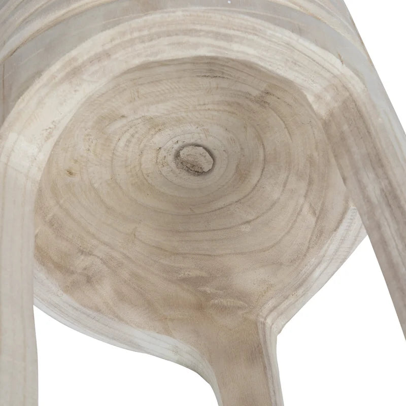 Tabouret sculpté en bois de paulownia