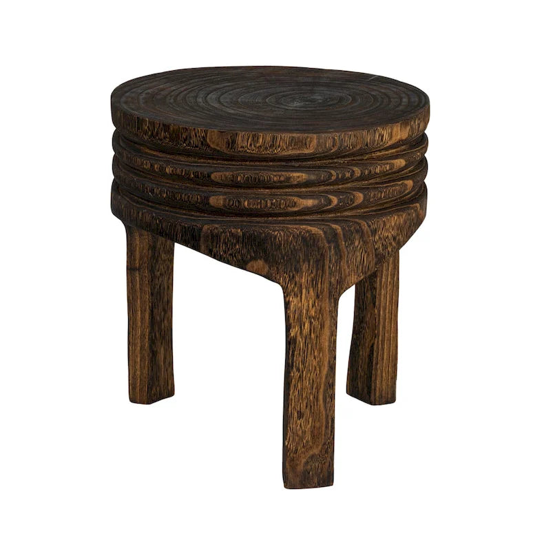 Tabouret sculpté en bois de paulownia