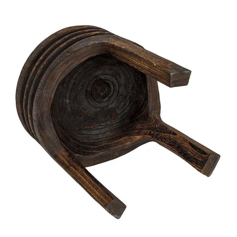 Tabouret sculpté en bois de paulownia