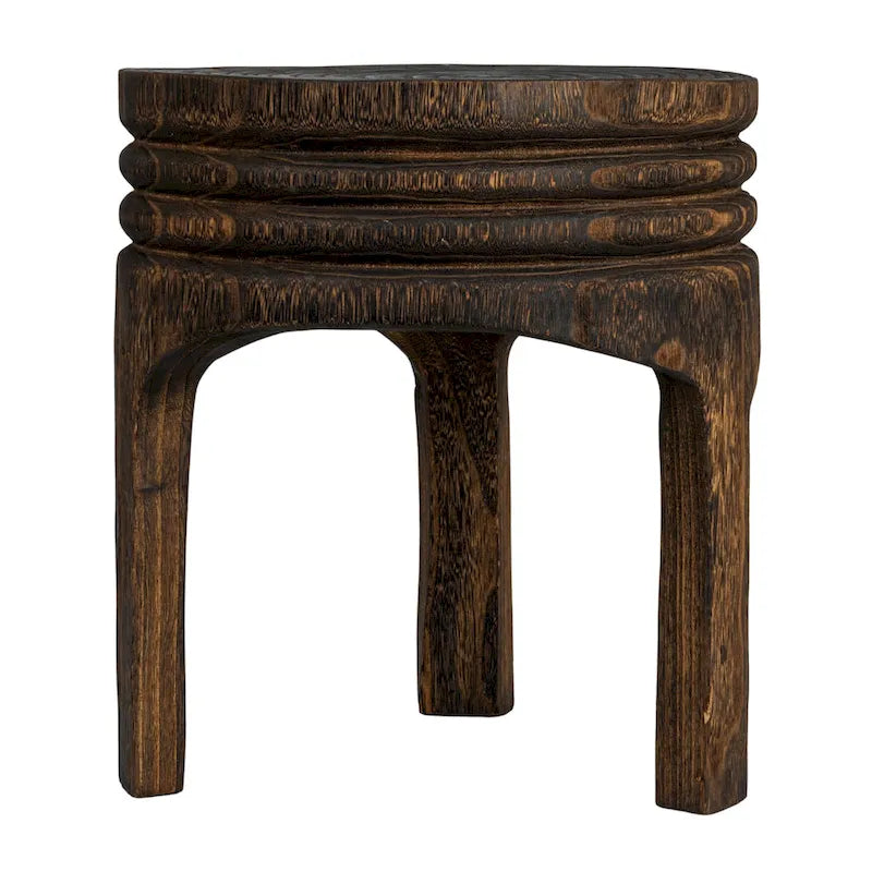 Tabouret sculpté en bois de paulownia