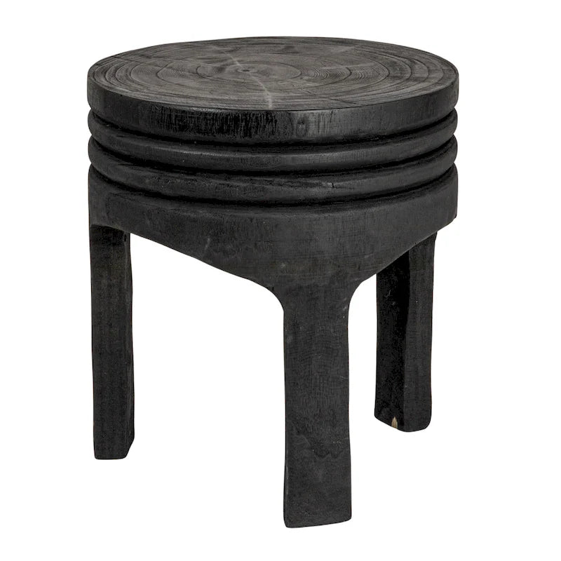 Tabouret sculpté en bois de paulownia