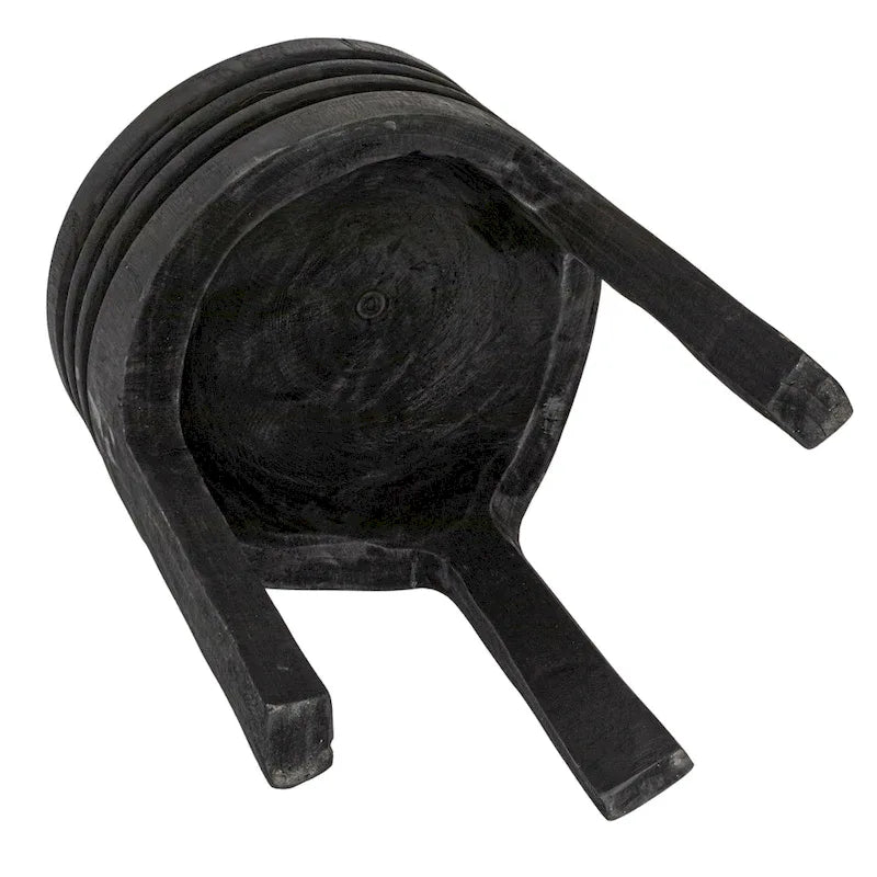 Tabouret sculpté en bois de paulownia