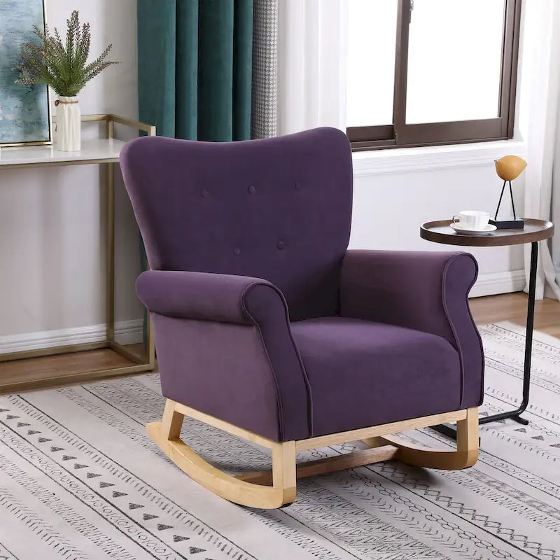 Fauteuil à bascule à dossier haut et capitonné