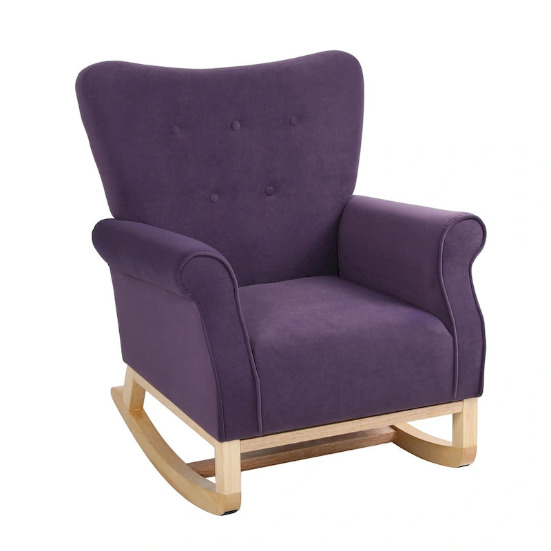 Fauteuil à bascule à dossier haut et capitonné