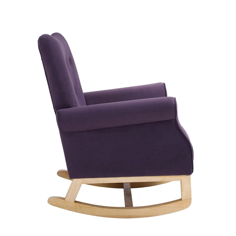 Fauteuil à bascule à dossier haut et capitonné