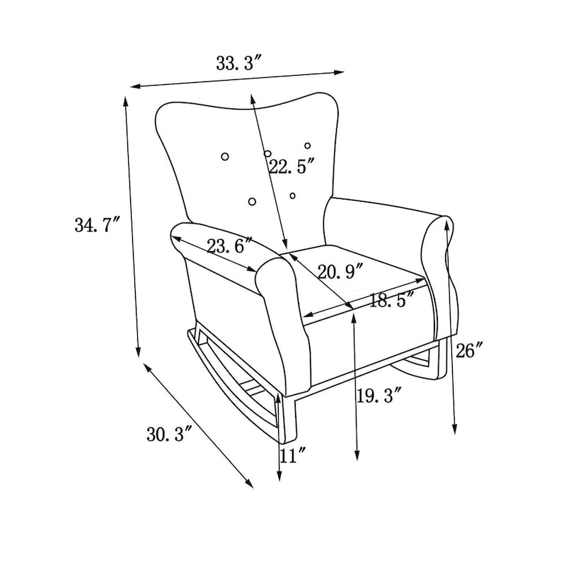 Fauteuil à bascule à dossier haut et capitonné