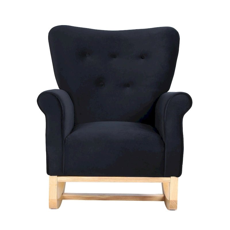 Fauteuil à bascule à dossier haut et capitonné