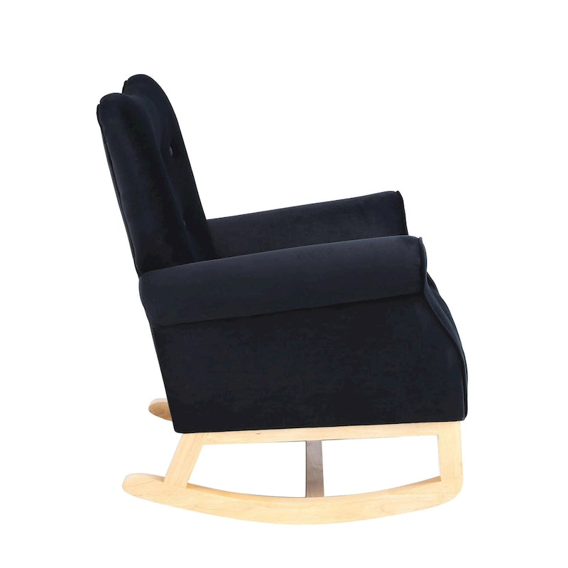 Fauteuil à bascule à dossier haut et capitonné