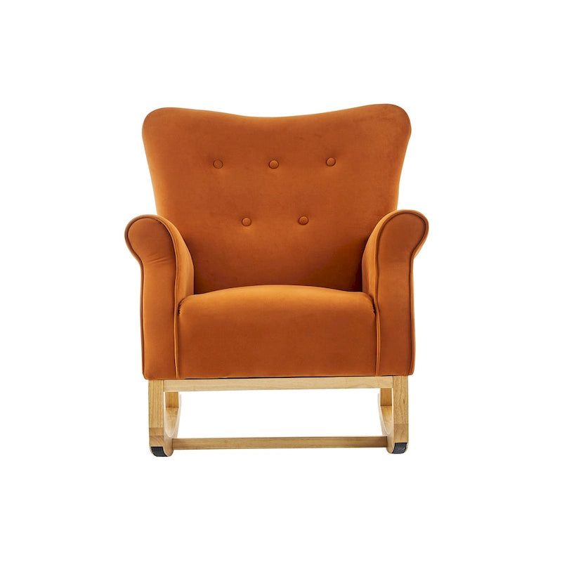 Fauteuil à bascule à dossier haut et capitonné