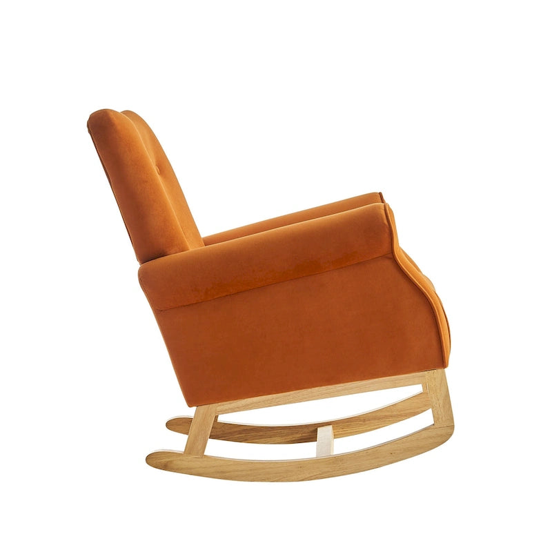 Fauteuil à bascule à dossier haut et capitonné