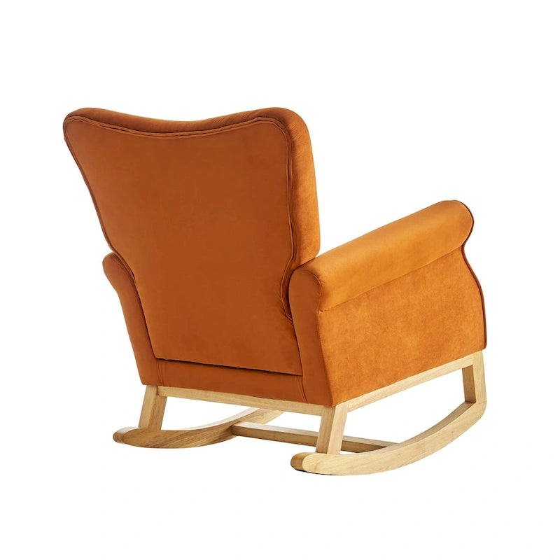 Fauteuil à bascule à dossier haut et capitonné