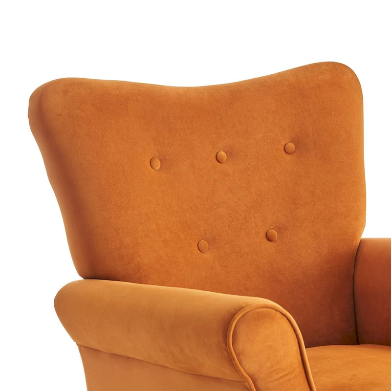 Fauteuil à bascule à dossier haut et capitonné