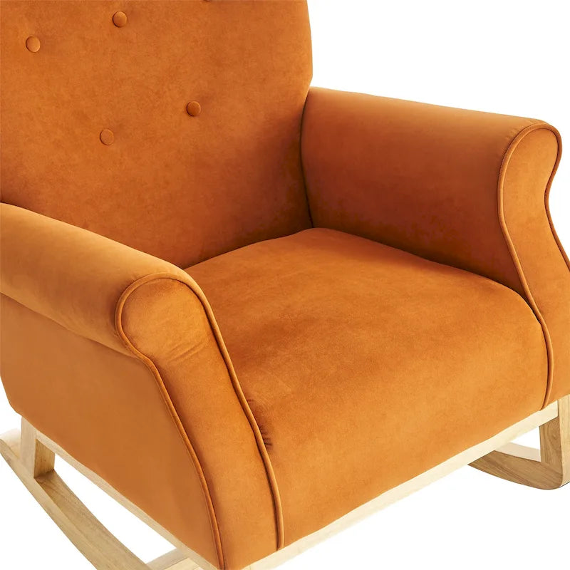 Fauteuil à bascule à dossier haut et capitonné