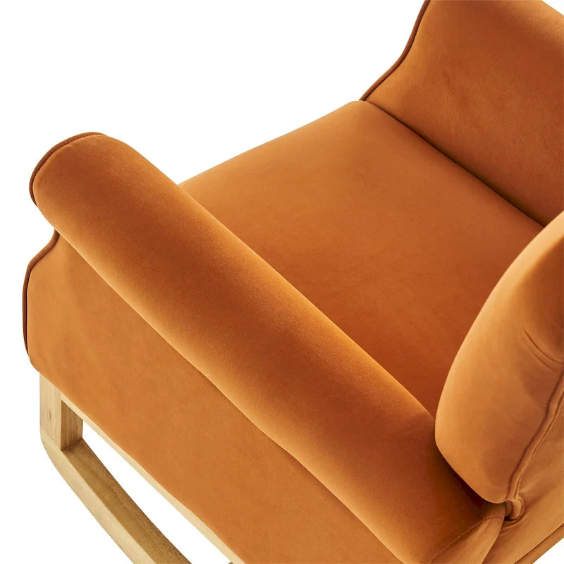 Fauteuil à bascule à dossier haut et capitonné