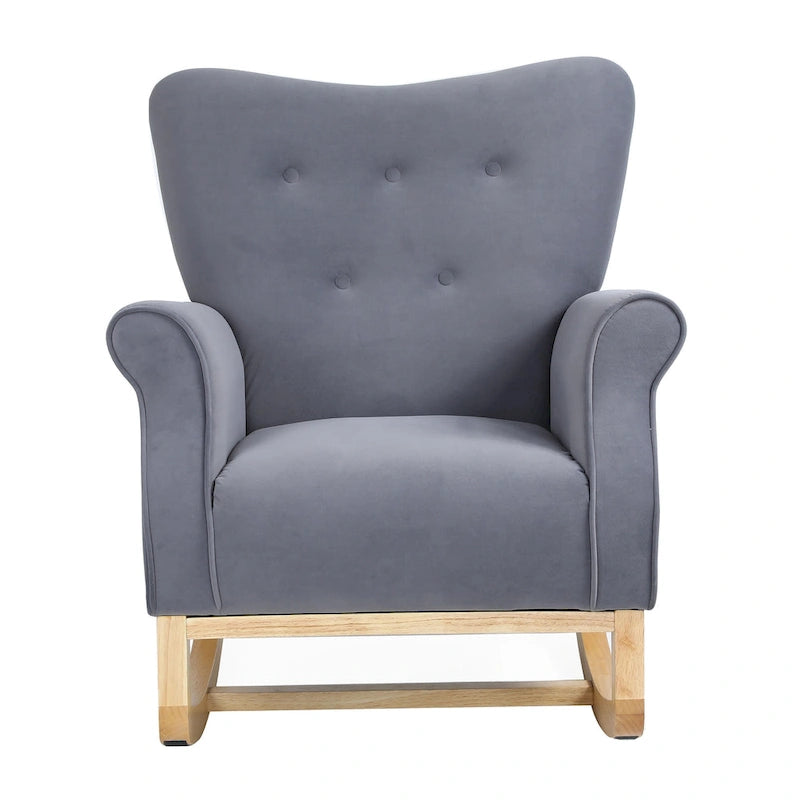 Fauteuil à bascule à dossier haut et capitonné