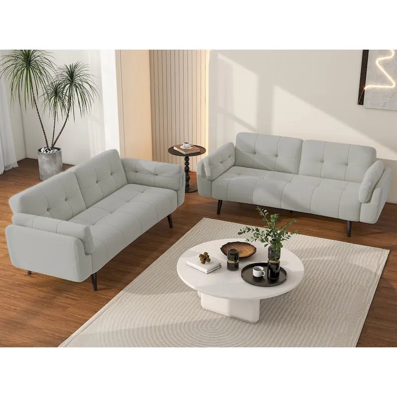 Canapé-lit convertible futon 2 places inclinable et ajustable