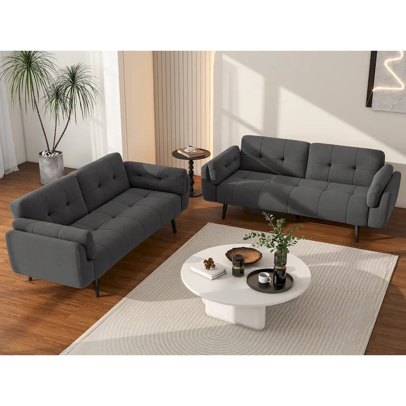 Canapé-lit convertible futon 2 places inclinable et ajustable