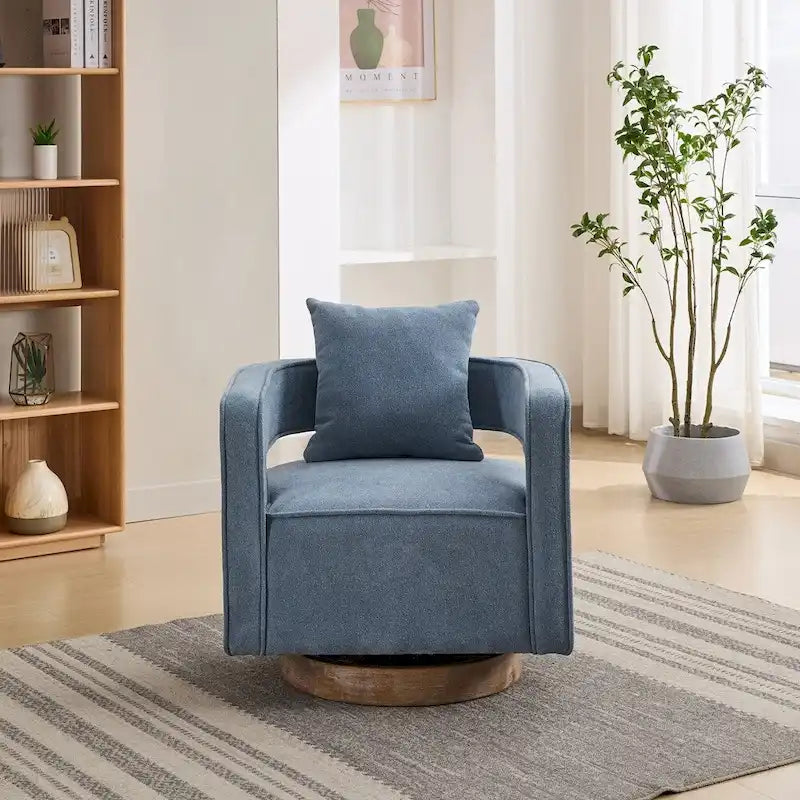 Fauteuil pivotant d'appoint à dossier ouvert 29,1W avec base patinée