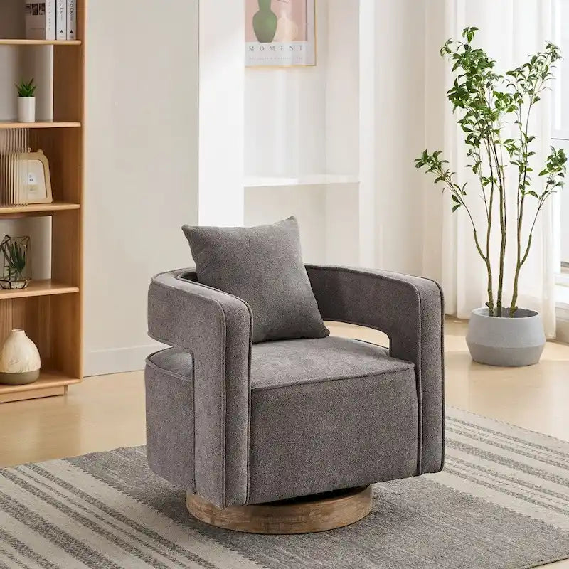 Fauteuil pivotant d'appoint à dossier ouvert 29,1W avec base patinée