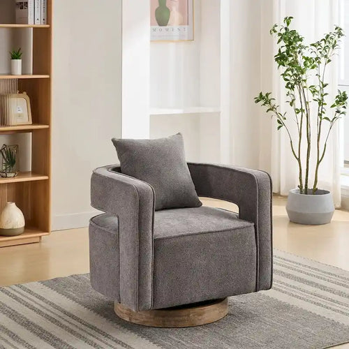 Fauteuil pivotant d'appoint à dossier ouvert 29,1W avec base patinée
