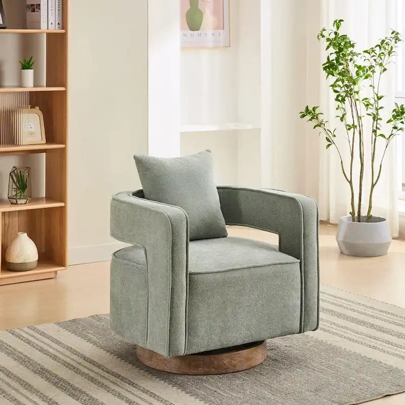 Fauteuil pivotant d'appoint à dossier ouvert 29,1W avec base patinée