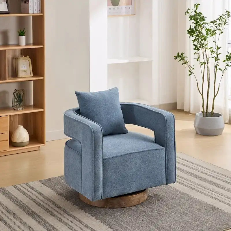Fauteuil pivotant d'appoint à dossier ouvert 29,1W avec base patinée