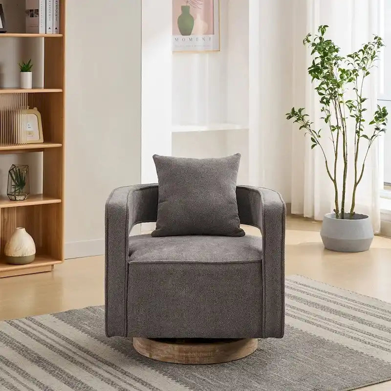 Fauteuil pivotant d'appoint à dossier ouvert 29,1W avec base patinée