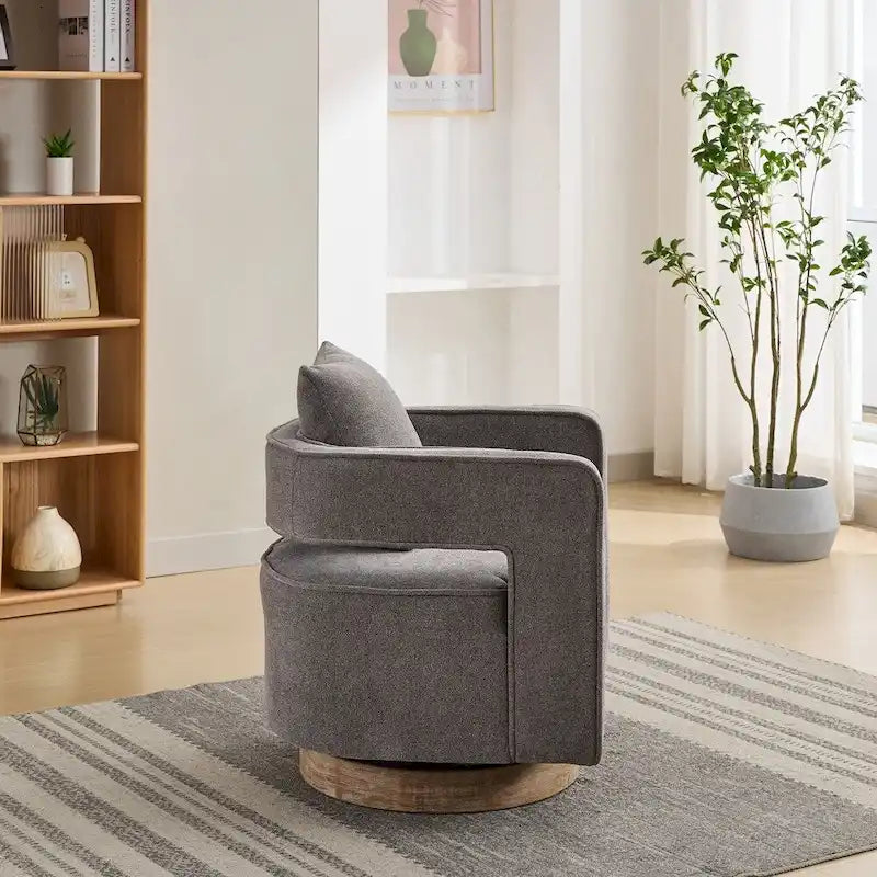 Fauteuil pivotant d'appoint à dossier ouvert 29,1W avec base patinée