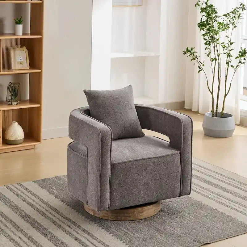 Fauteuil pivotant d'appoint à dossier ouvert 29,1W avec base patinée