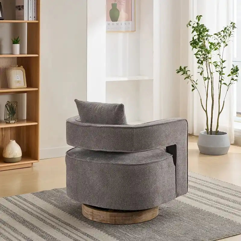 Fauteuil pivotant d'appoint à dossier ouvert 29,1W avec base patinée